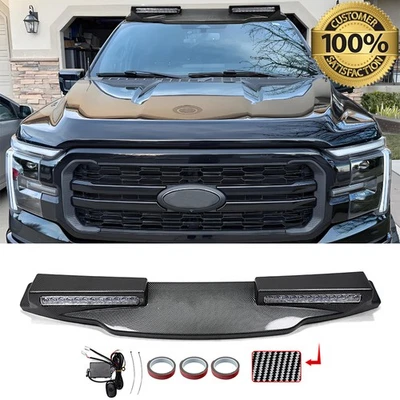 For 2024 2025 Ford F150 F-150 Roof Top Spoiler Light Bar w/LED Carbon Fiber Look Foto 1 de 4
