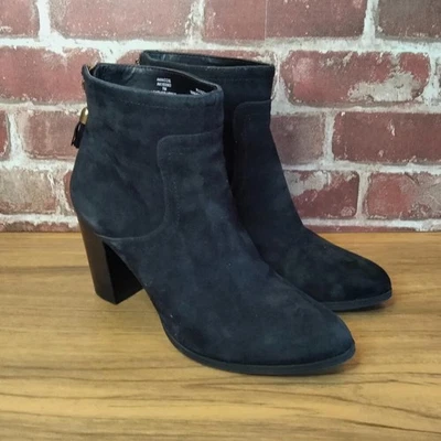 Botines de cuero para mujer talla 7 Anne Klein negros gamuza cuero cremallera trasera Foto 1 de 4