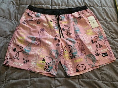 Bermuda masculina Peanuts Neff sem forro nova com etiquetas tamanho 2X bolsos cintura elástica - Imagem 1 de 4