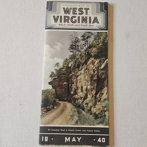 West Virginia State Highway Karte Mai 1940 29x25,5" Vintage WV Ephemera Landformen - Bild 1 von 16