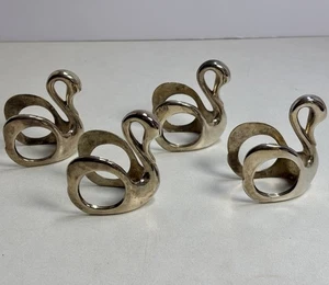 Set Of 4 Swan Napkin Rings Silver Plated  - Picture 1 of 2