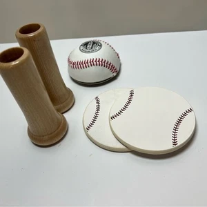 Sportliches Baseball Thema Untersetzer & Halter Set mit Schläger Schnapsgläsern & Flaschenöffner - Bild 1 von 6