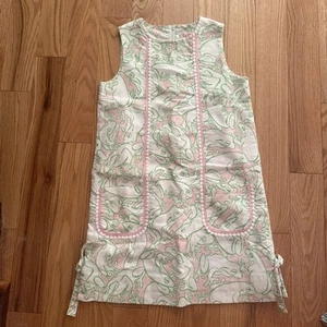 Vintage Lilly Pulitzer Pink Green White Frogs Girls Lined Shift Dress Size 12 - Picture 1 of 6