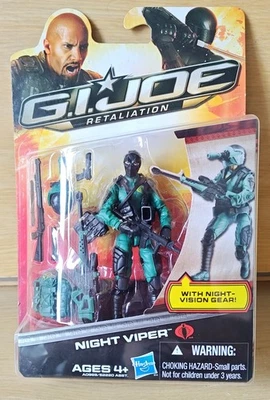 ПОДЛИННАЯ ФИГУРКА 2009 GI Joe Retaliation COBRA NIGHT VIPER 3,75 дюйма Hasbro как новая на картонке - Изображение 1 из 3