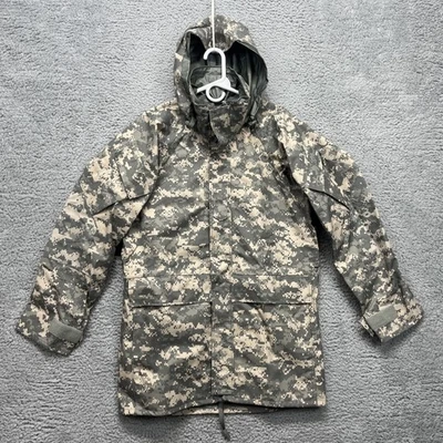 US Army ECWCS Parka Jacket Mens Small Long ACU Camo Gore-Tex Hooded Cold Weather - Image 1 of 4