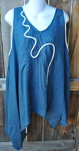 ART TO WEAR LAGENLOOK EMBELLISHED TUCKED BODICE TANK TUNIC BY PEACOCK WAYS,OS! - Picture 1 of 6