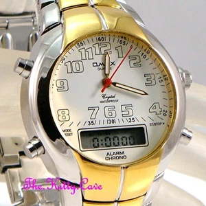 Omax Impermeabile Oro Rodio Placcato Dual Time Cronografo Sport Orologio - Foto 1 di 7