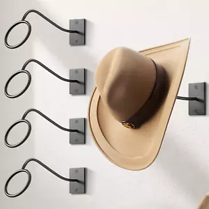 Cowboy Hutablage Wand 4er Pack Halter Halterung Western Rustikal Metall Aufhänger Haken Hüte - Bild 1 von 1
