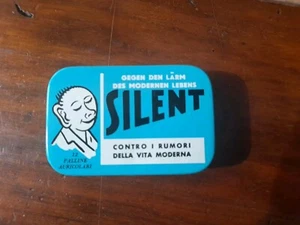 Scatolina in latta vintage palline auricolari Silent Tappi Orecchie Pubblicità - Foto 1 di 3