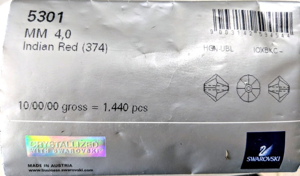 360 Wholesale Swarovski Crystal Bicone 5328 5301 4mm indian red JCE11 19-21 - image 1 of 1