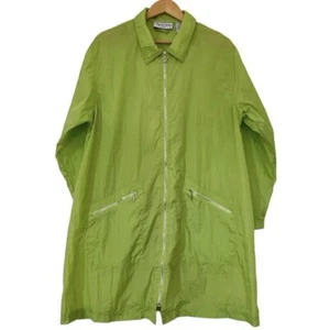 Diane Von Furstenberg DVF Rain Coat Green Windbreaker Jacket Large Vintage 90s - Picture 1 of 10
