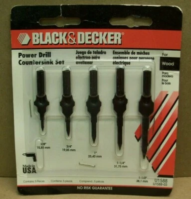 Black & Decker Power Drill Countersink Set U1588 Butterfly Bit Made in USA - Image 1 of 3