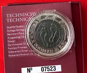Austria 25 euro 2018 "Anthropocene" Ag Niobium UNC - Picture 1 of 6