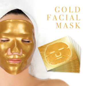 5 Pack - Beauty New Crystal 24K Gold Powder Gel Collagen Face Mask Sheet UK 95