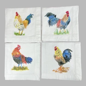 Toallas de té de cocina Four Pier One blancas de algodón con pollo Cottagecore Country - Imagen 1 de 10