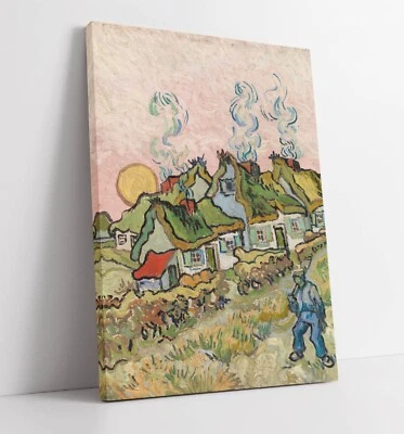 VINCENT VAN GOGH, HOUSES AND FIGURE -DEEP FRAMED CANVAS WALL ART PRINT - Image 1 of 2