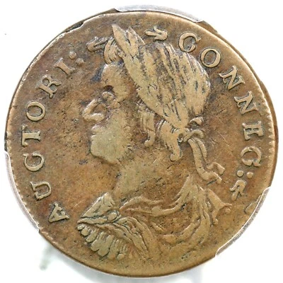 1787 M 34-ff.1 R-5 PCGS VF 30 Connecticut Colonial Copper Coin - Image 1 of 3