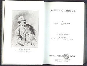 David Garrick - Joseph Knight - Benjamin Blom - 1894, 1969, Hardcover Book - Picture 1 of 1