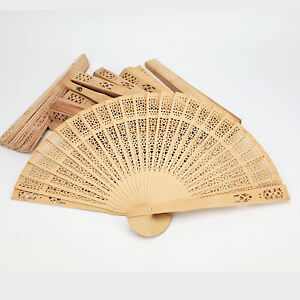 12 Chinese Sandalwood Folding Hand Fan For Wedding Party Favors Bridal Recuerdos