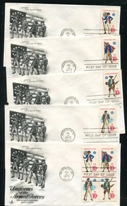 1565-1568 Military Uniforms 5 Art Craft First Day Covers FDC 1975 - Picture 1 of 2
