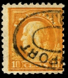 PF CERT - #433var 10c Franklin - used - KISS IMPRESSION - not DOUBLE IMPRESSION - Picture 1 of 2