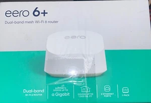Eero 6+ Dual Band Mesh Wi-Fi 6 Router R010001 With Original Box, Charger & Cable - Picture 1 of 3