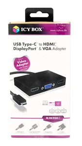 ICY BOX 3in1 Video Adapter USB C > HDMI Kupplung DisplayPort VGA Monitor PC 226 - Bild 1 von 1