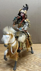 Vintage Samurai Warrior Mounted Horseback Sword Armor Doll Figure Japanese Art - Bild 1 von 20