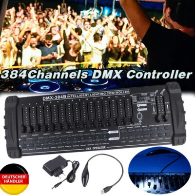 384 Kanäle DMX512 Controller Konsole für Bühnenlicht DJ Show Disco Party DE - Immagine 1 di 4