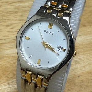 Pulsar Quartz Watch V782-X160 Women Dual Tone Date Japan Movt Analog New Battery - Picture 1 of 6