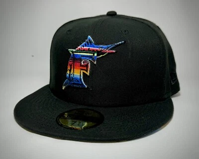 Manta tejida 59Fifty 7 3/4 para hombre MLB Florida Marlins 40 aniversario Negro Foto 1 de 4