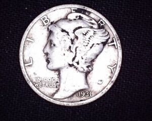 1931 S Silver Mercury Dime    Natural Toning Low Mintage of 1,800,000 #ME126
