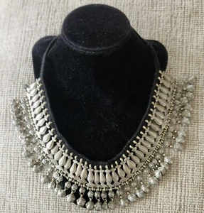 Vintage Homemade Turkmen Silver Metal Choker Collar Button Collar 20" - Picture 1 of 4
