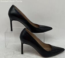 Via Spiga Womens Black Leather Pointed Toe Slip-On Pump Heels Size 6.5 M
