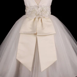 Fascia avorio matrimonio fiori ragazza abito fiocco cintura S M L 12M 18M 2 4 6 8 10 12 - Foto 1 di 1