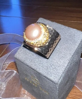 NUEVO Anillo Envolvente Puño Perla Oro Ajustable Talla 9-11 HERMOSO Foto 1 de 4