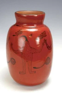 Vtg Artisan Folk Art Earthenware Vase Primitive Terra Cotta Signed Francisco 9" - Picture 1 of 7