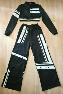 FASHION NOVA 2PC Outfit Cropped Jacket & Wide Leg Pants Black White Size Small S - Picture 1 of 11