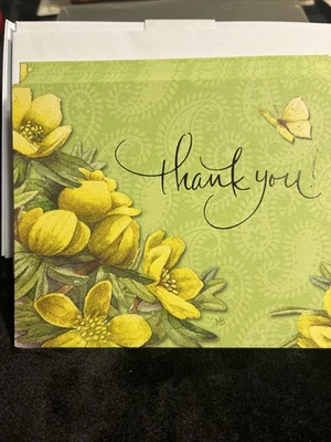 18 Hallmark Blank Thank You Cards with Envelopes, Marjolein Bastin Yellow Green - Image 1 of 4