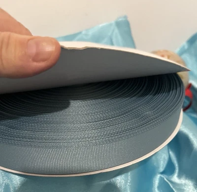 7/8" 0.375 GROSGRAIN BLUE - LIGHT BLUE Ribbon Gift Trim Bulk 1-100yd Spool NEW - Image 1 of 4