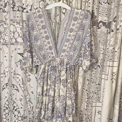 Olivaceous boho Dress in Blue and Cream - Image 1 of 4