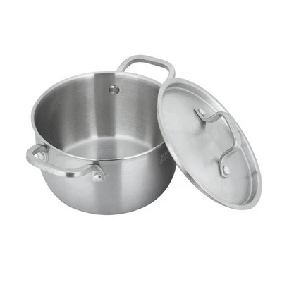 304 Stainless Steel Stock Pod with Lid Cover 3-Ply Clad Base Soup Pot Cookware - Image 1 of 4