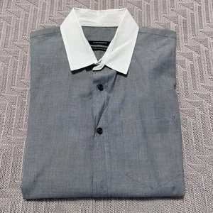 Club Monaco gray short sleeve button down with contrasting white collar L - Picture 1 of 6