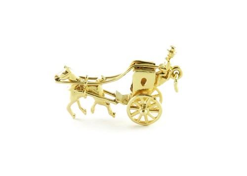 COACH Collana con ciondolo carrozza cavalli in oro giallo 14 carati ~ 3 9