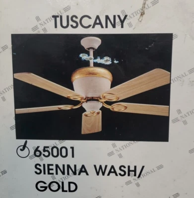 Ventilador de techo National /56"/TOSCANA/ 65001/ LAVADO SIENNA dorado 3 velocidades (B3A) Foto 1 de 4