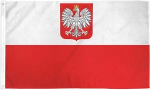 "POLAND EAGLE" flag 2x3 ft poly banner Polish Polska Coat of Arms Crest EU UN - Picture 1 of 8