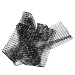 1M Crystal Fishing Net Mesh Fabric Diamante Hollow Out for Dress Top Bag Sew - Picture 1 of 19