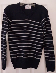 BRAND NEW! Faze 1 Boys Navy Blue, Gray, & White Striped Sweater, Sized 14-16 - Picture 1 of 4