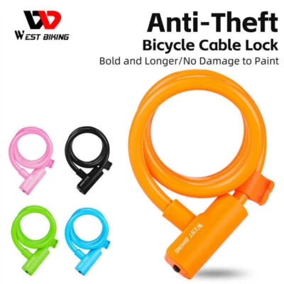 WEST BIKING Portable Bike Cable Lock Scooter Bicycle anti-theft Steel Lock - Image 1 of 4