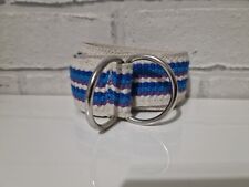 Vintage Belt Blue Purple White Stripe Fabric Silver D Ring Waist Up To 40" Retro